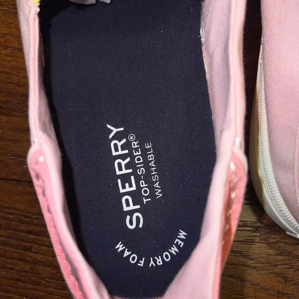 Sperry Colorblock Pink Green Pastel Canvas Slip On Memory Foam Loafers Size 6 - Picture 11 of 11